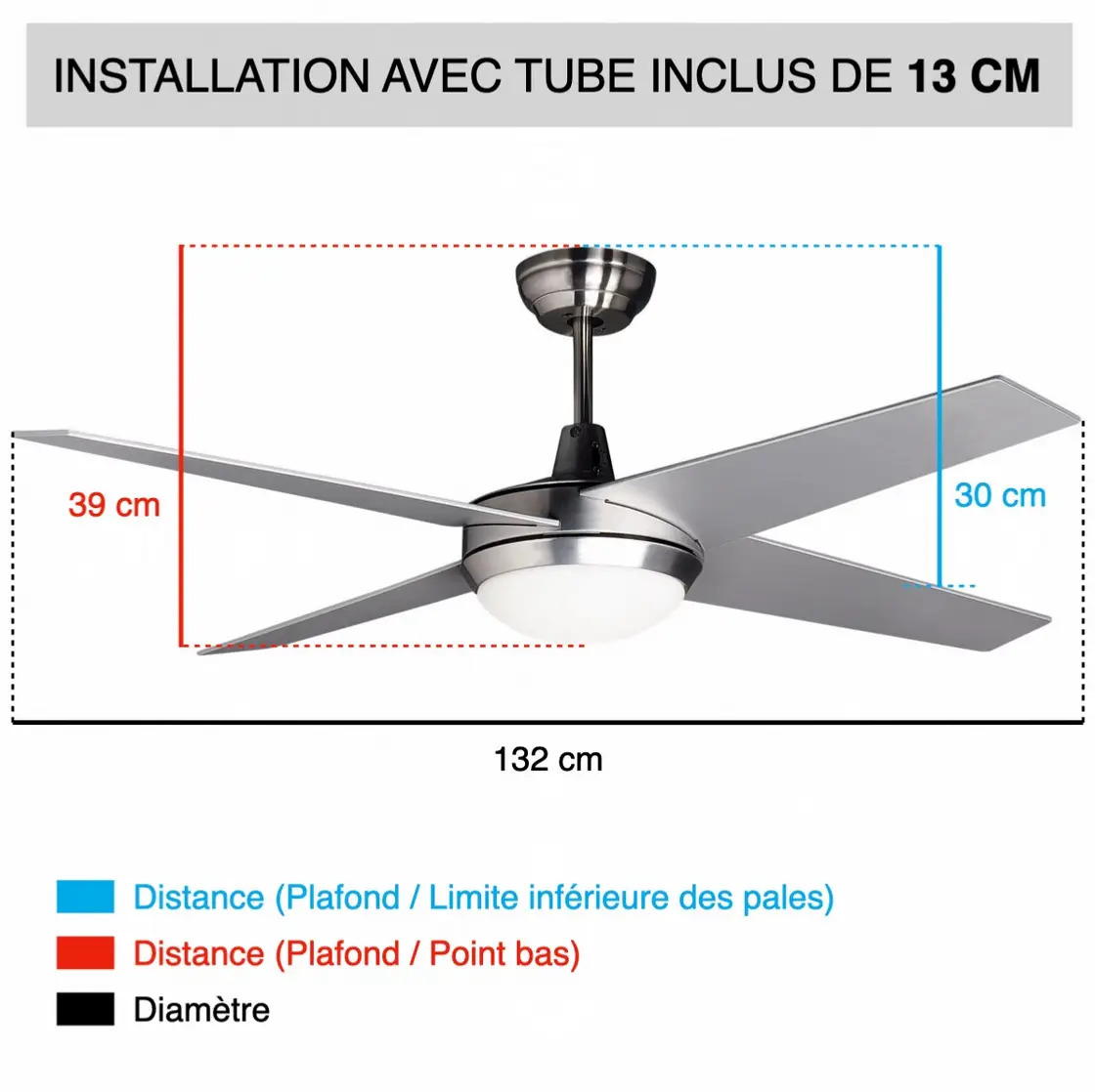 Brasseur d'air LED DOMINICA 132 cm – Image 3