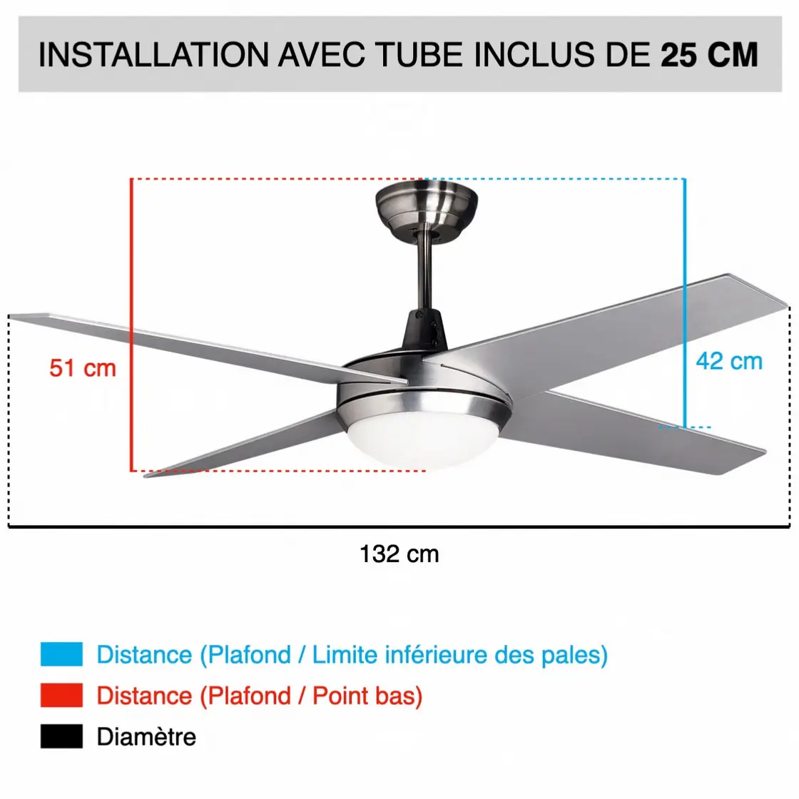 Brasseur d'air LED DOMINICA 132 cm – Image 4