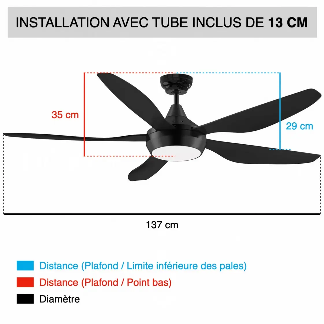 Brasseur d'air LED MAUPITI – 137 cm – Image 3